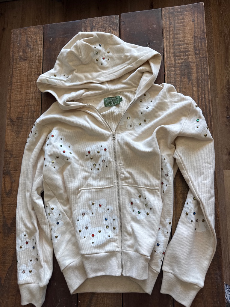 Denim Tears Rhinestone Cotton Wreath Zip Hoodie